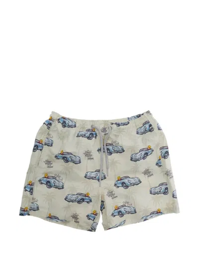Mc2 Saint Barth Kids' Graphic-print Swim Shorts In Neutral