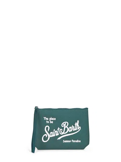 Mc2 Saint Barth Green Aline Embroidered Clutch Bag