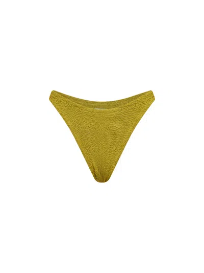 Mc2 Saint Barth Green Crinkle Fabric Naomi High-leg Cut Bikini Bottom