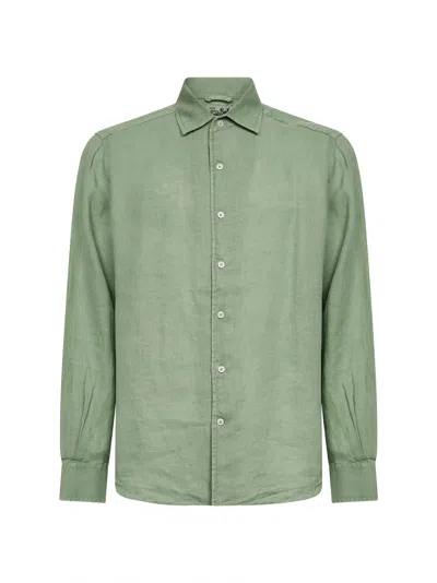 Mc2 Saint Barth Green Linen Raphael Shirt In Black