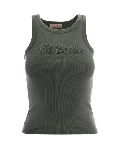 Mc2 Saint Barth Green Logo Crew Neck Top In Gray