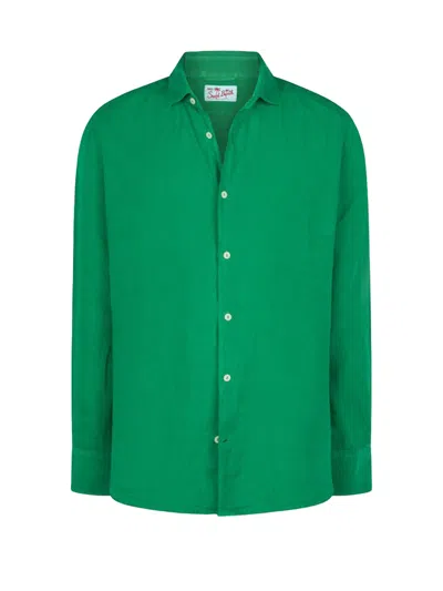Mc2 Saint Barth Green Pamplona Shirt In Linen In Verde