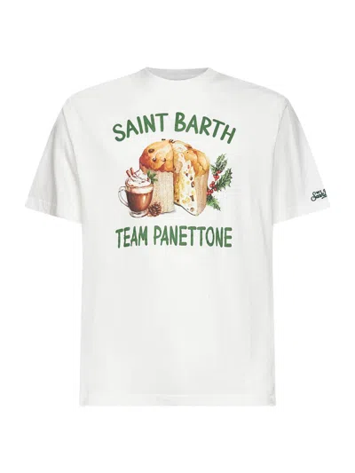 Mc2 Saint Barth Green Printed And Embroidered Arnott T-shirt In White