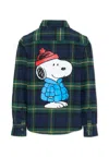 Mc2 Saint Barth Green Shirt For Boy With Snoopy In Blue