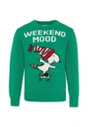 Mc2 Saint Barth Green Sweater For Boy With Snoopy In Green