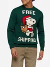 Mc2 Saint Barth Green Sweater Heron With Snoopy Jacquard Snoopy Peanuts® Special Edition In Green