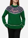 Mc2 Saint Barth Green Sweater Queen Nordic Soft With Fair Isle Jacquard And Aspen Embroidery In Green