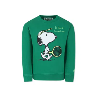 MC2 SAINT BARTH GREEN SWEATSHIRT FOR BOY WITH SNOOPY