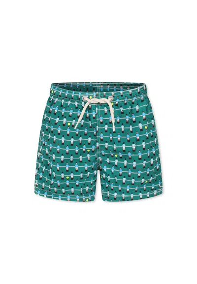 Mc2 Saint Barth Kids' Green Swim Shorts For Boy With Foosball Print