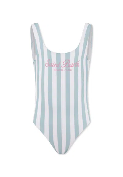 MC2 SAINT BARTH GREEN SWIMSUIT FOR GIRL WITH LOGO
