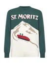 Mc2 Saint Barth Green Wool Blend Jacquard Postcard Heron Sweater<br/> In Green