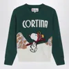 Mc2 Saint Barth Green Wool-blend Sweater With Snoopy Cortina In Green