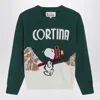 Mc2 Saint Barth Green Wool-blend Sweater With Snoopy Cortina In Multi