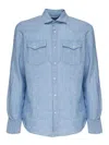 Mc2 Saint Barth Pockets Long-sleeve Shirt In Blue