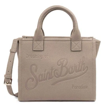 Mc2 Saint Barth Grey Pebbled Texture Shoulder Bag In Brown