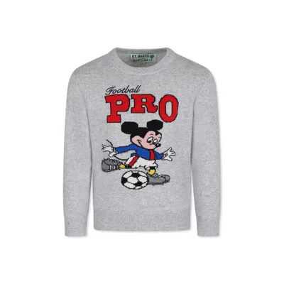 Mc2 Saint Barth Kids' Grey Sweater For Boy With Mickey Mouse