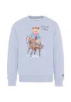 Mc2 Saint Barth Grey Sweatshirt For Boy With Teddy Bear In Blue