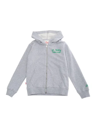 Mc2 Saint Barth Kids' Grey Sweatshirt With Logo Lettering On The Front And Maxi Logo Print On The Rear In Cotton Boy