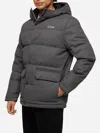 Mc2 Saint Barth Grey Wooly Hooded Down Jacket Baxter In Grey