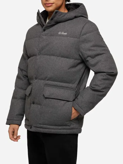 Mc2 Saint Barth Grey Wooly Hooded Down Jacket Baxter
