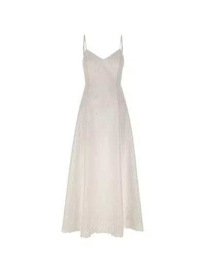 Mc2 Saint Barth Guadalupe Sangallo Lace-embroidered Maxi Dress In White