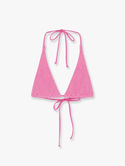 Mc2 Saint Barth Guiana Crinkle Nylon Bikini Top In Pink