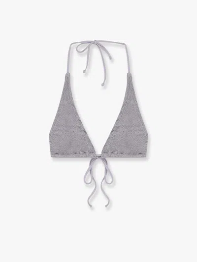 Mc2 Saint Barth Guiana Crinkle Nylon Bikini Top In Grey