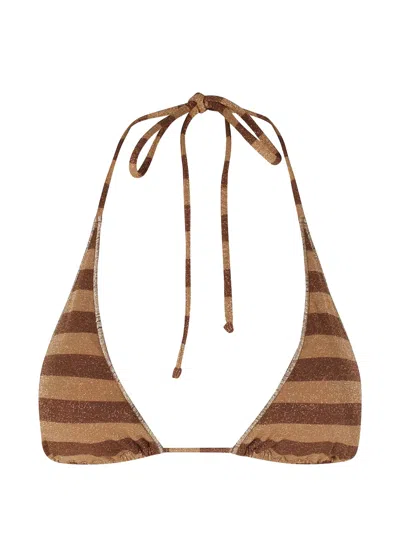 Mc2 Saint Barth Guiana Striped Bikini Top In Brown