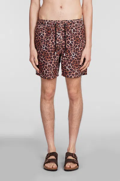 Mc2 Saint Barth Gustavia Animalier-print Swim Shorts In Brown