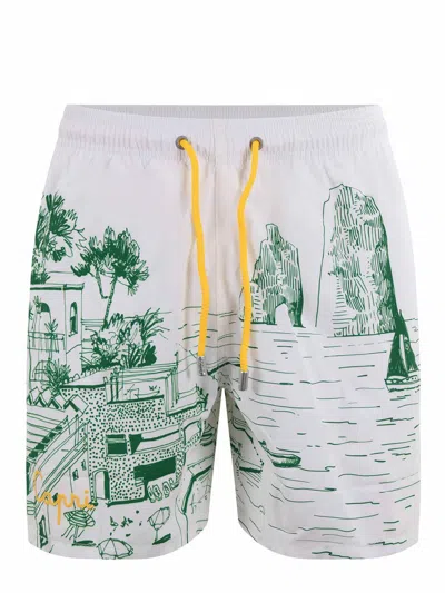 Mc2 Saint Barth Gustavia Capri Placed Printed Swim Shorts In Multi