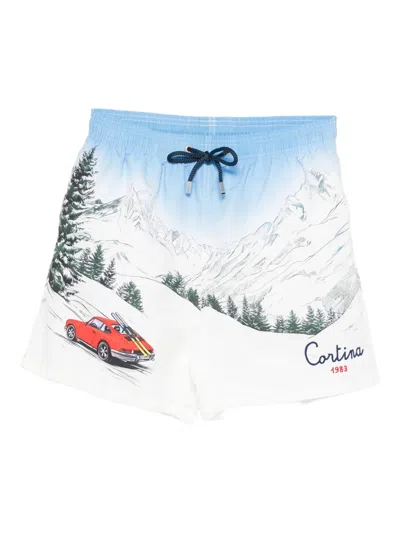 Mc2 Saint Barth Gustavia Placed-print Swim Shorts In White