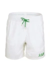 Mc2 Saint Barth Gustavia Pocket Palm White/green Mens Swimshorts In White