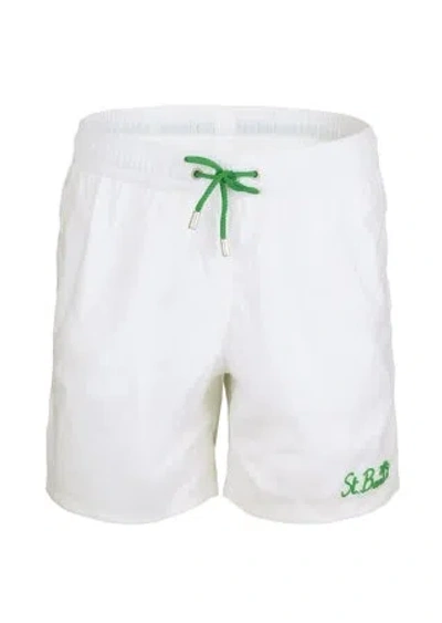 Mc2 Saint Barth Gustavia Pocket Palm White/green Mens Swimshorts