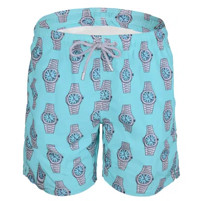 Mc2 Saint Barth Gustavia Pop Class Watch Turquoise Mens Swimshorts In Multi