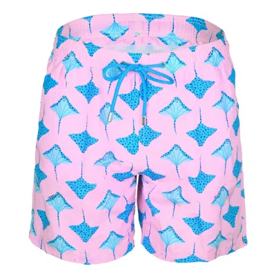 Mc2 Saint Barth Gustavia Stingray Pois Pink/blue Mens Swimshorts