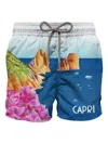 Mc2 Saint Barth Man Swim Shorts With Capri Print In Multi