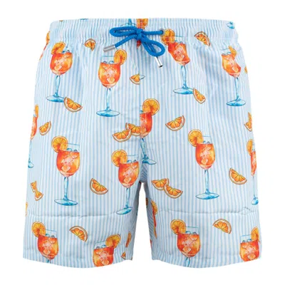MC2 SAINT BARTH MC2 SAINT BARTH GUSTAVIA SWIMSUIT WITH APEROL SPRITZ PRINT AND STRIPES | APEROL SPECIAL EDITION