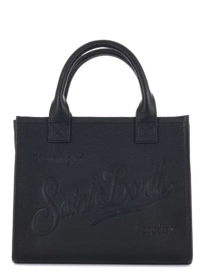 Mc2 Saint Barth Hammered Leather Shopping Bag In Black