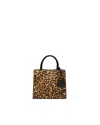 Mc2 Saint Barth Mini Structured Leopard Print Shopper With Black Trim In Multi