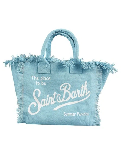 Mc2 Saint Barth Handbag With Canvas Fringes In Blue