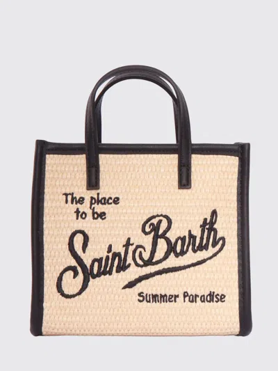 Mc2 Saint Barth Vivian Straw And Faux Leather Handbag In Brown