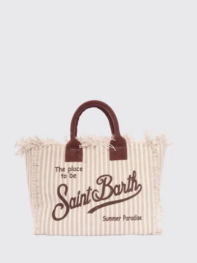 Mc2 Saint Barth Colette Cotton Canvas Bag With Logo In Brown