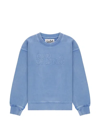 Mc2 Saint Barth Kids' Harley Jr Logo Crewneck Sweater In Blue