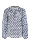 Mc2 Saint Barth Harper - Shirt With Mandarin Collar In Blue