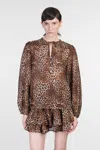 Mc2 Saint Barth Harper Blouse In Animalier Cotton In Animal Print