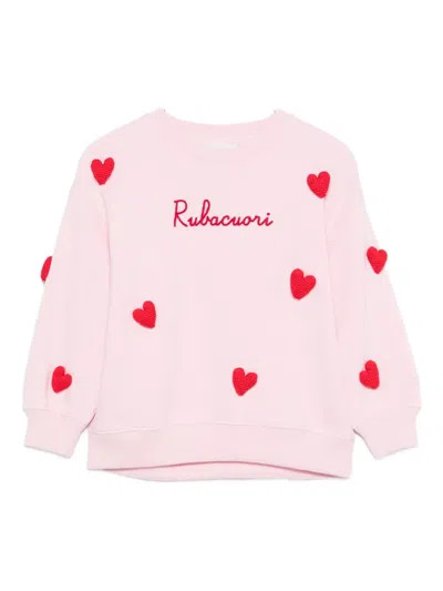 Mc2 Saint Barth Kids' Heart-appliqué Sweatshirt In Pink
