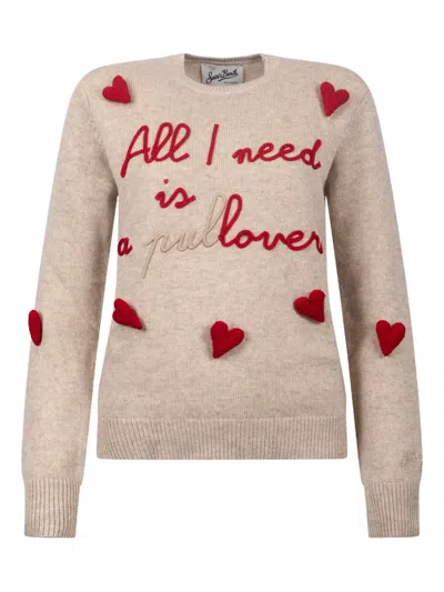Mc2 Saint Barth Heart-detail Sweater In Neutral