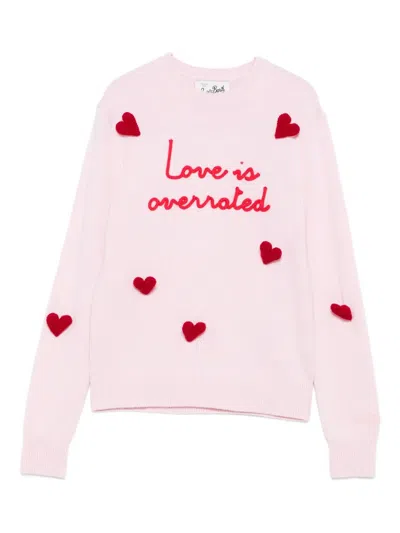 Mc2 Saint Barth Heart-embroidered Sweater In Pink