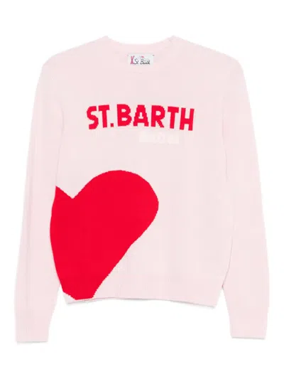 Mc2 Saint Barth Heart Graphic Jumper In Pink