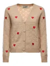 Mc2 Saint Barth Heart-motif Cardigan In Brown
